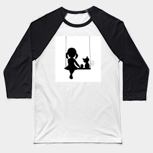 Girl and cat Baseball T-Shirt